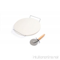 Fox Run 3914 Pizza Stone Set with Rack and Pizza Cutter  Stoneware  12.5-Inch - B0000VZLOO